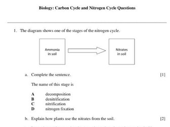 GCSE Questions: Carbon Cycle and Nitrogen Cycle