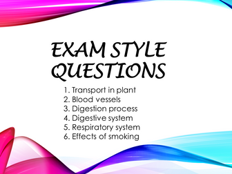 Revision 1 - Exam style questions (KS3, Year 8, IGCSE)
