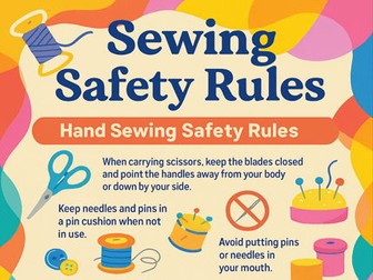 Sewing & Textiles Safety Rules Poster – Classroom Display for Home Ec or Textiles Rooms PDF