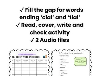 ear 6 SATs Spelling – cial / –tial Endings (/ʃəl/ ‘shul’) | Read, Cover, Write, Check + Audio Dicta
