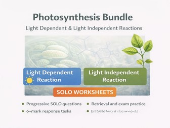 AQA A-Level Biology. Photosynthesis. LDR and LIR worksheets WITH ANSWERS