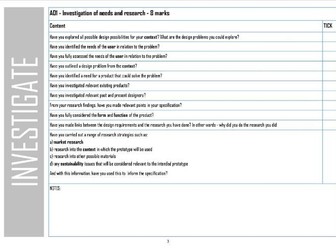 Edexcel GCSE Design and Technology NEA Pupil Speak checklists