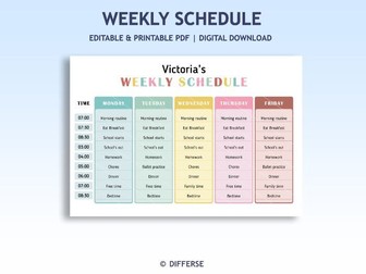 Editable Weekly Schedule | Weekly Planner | Homeschool Planner | School Routine