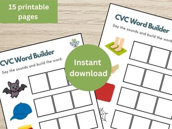 EYFS CVC Phonics Word Builder Worksheet