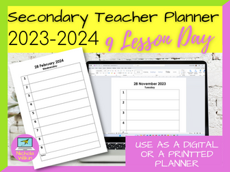 Secondary Teacher Planner 2023-2024 – 9 Lesson Day