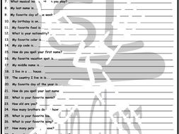 Personal Information BW Worksheet