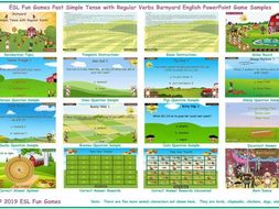 Past Simple Tense with Regular Verbs Barnyard English PowerPoint Game