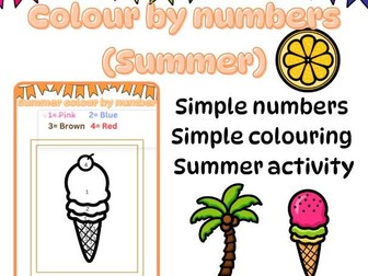 Colour by number Summer colouring