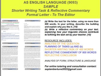 SAMPLE REFLECTIVE COMMENTARY OF FORMAL LETTER TO THE EDITOR: CAIE AS ENGLISH LANGUAGE (9093)