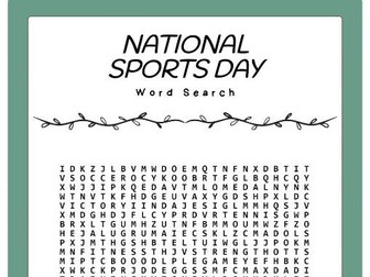 National Sports Day word search puzzle worksheet Activity