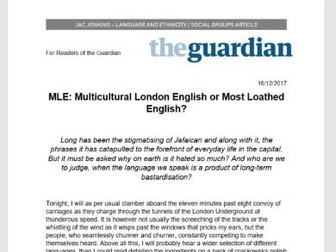MLE EXEMPLAR ARTICLE - ENGLISH LANGUAGE A LEVEL - A* RESPONSE