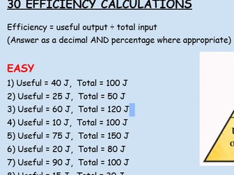 Efficiency calculation practice