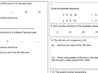 GCSE sequences exam style questions