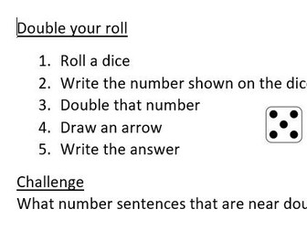 Yr2 Double your roll maths game
