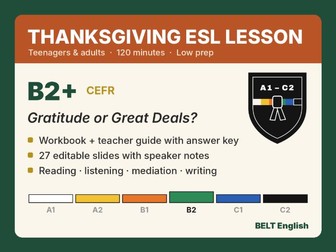 Thanksgiving ESL Lesson B2+ – Full 2-Hour Pack