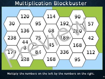 Multiplication Blockbuster Game Suitable for Dyscalculia