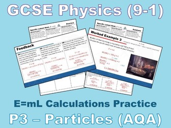 Specific Latent Heat, E=mL - SLOP Calculation Worksheet and Answers