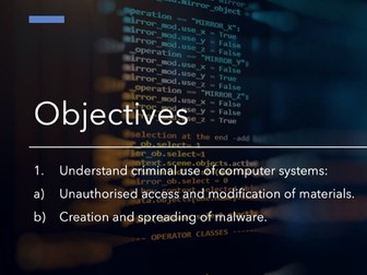 BTEC Level 2 Digital Technologies Component 3: Cybercrime