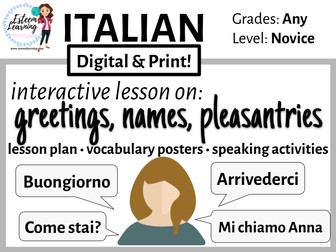 Italian Lesson on Greetings, Name, and How Are You