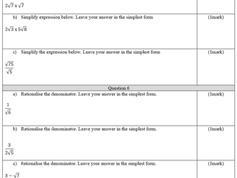 HCF and LCM, standard form and surds - Assessment