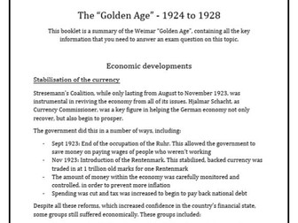 The Weimar Golden Age - Revision Guide  A Level D&N History AQA