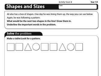 Year 1  Maths Problem Solving: Shape and Measure Puzzles with Answers (8 Worksheets)- Home learning