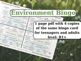 Environment Bingo- English game
