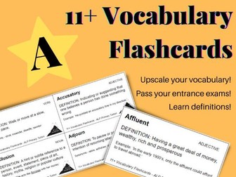 11+ and KS2 Vocabulary Flashcards - A