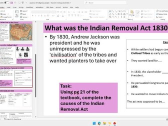 OCR B GCSE making of America lesson 5- expulsion of native Americans 1830