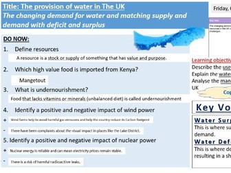 AQA GCSE GEOG resource management Provision of water in the UK part 1