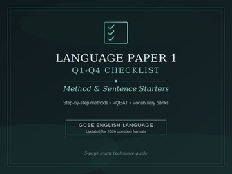Language Paper 1 Q1-4 Checklist & Sentence Starters
