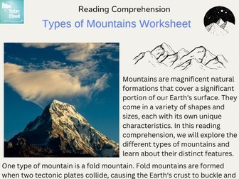 Types of Mountains Worksheet