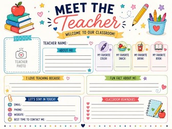 Meet the Teacher Printable – Back to School Teacher Profile.