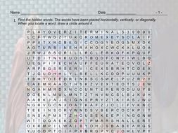Airports and Hotels Wordsearch Worksheet