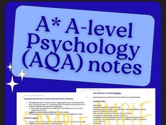 A-level AQA A* Psychology Notes