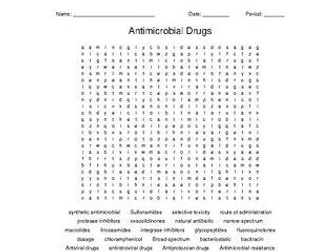Antimicrobial Drugs Word Search for a Microbiology Course
