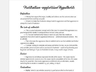 A-Level AQA Psychology - Aggression notes