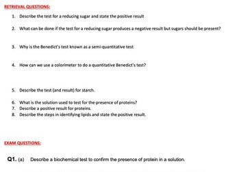 Topic 1: Biological Molecules Independent Study Booklet