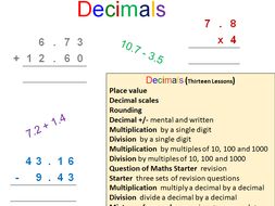 Decimals (add, subtract, multiply, divide) | Teaching Resources