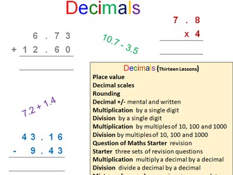 Decimals (add, subtract, multiply, divide)
