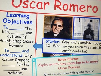 KS3 RE Key Religious Figures - Lesson 5 Oscar Romero