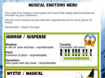 Musical Emotions Menu Scale Composition