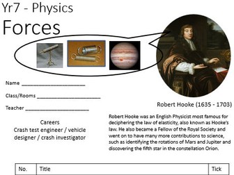 Forces KS3 Whole topic - 12 lessons including practicals