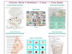 Container Words 4 Worksheet-2 Game-1 Exam Bundle