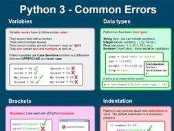 types of syntax errors python