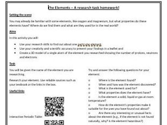 Elements of the periodic table Research Task