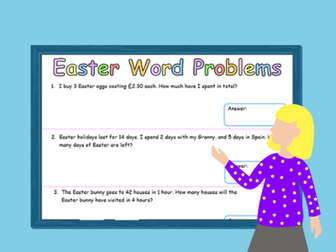 Easter Word Problems - money, time, days etc