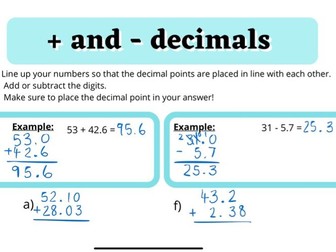 Adding and subtracting decimals (Y6 Arithmetic SATs)