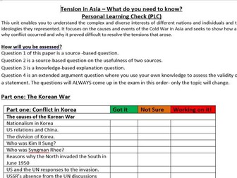 AQA GCSE History Conflict in Asia Checklist (PLC)