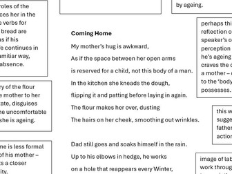 Coming Home poem with notes